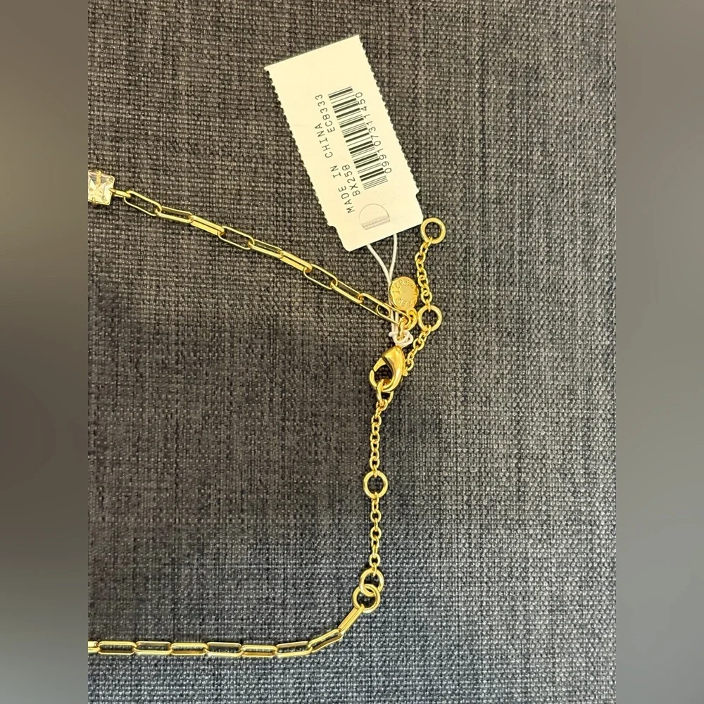 NWT J.Crew Square Crystal Station Necklace in Gold